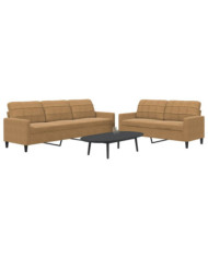 Ensemble de canapés 2 pcs avec coussins Marron Velours | Mobilier & Déco