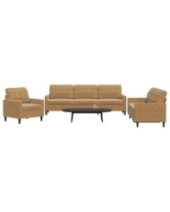 Ensemble de canapés 3 pcs avec coussins Marron Velours | Mobilier & Déco