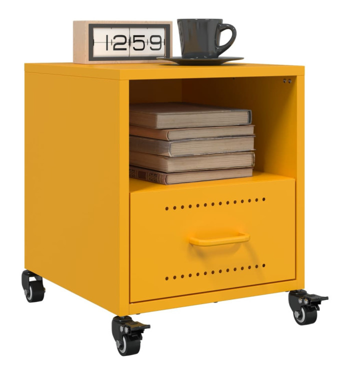 Tables de chevet 2 pcs jaune moutarde 36x39x43,5 cm acier | Mobilier & Déco