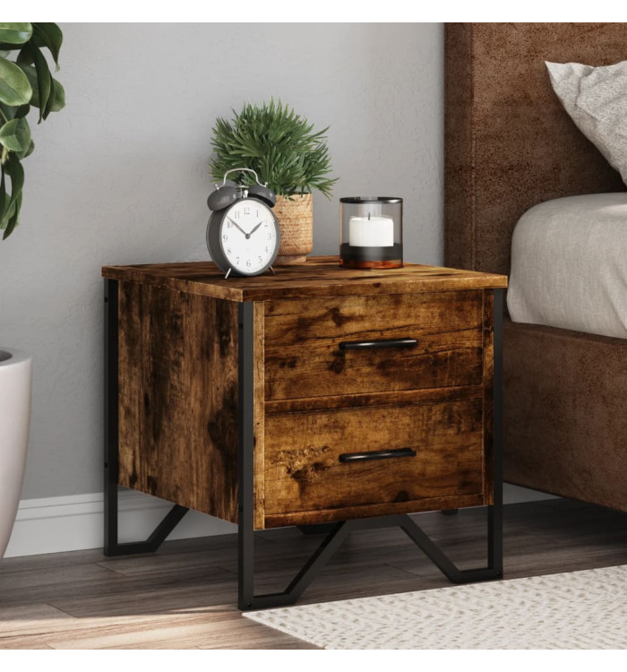 Table de chevet chêne fumé 40x41x40 cm bois d'ingénierie | Mobilier & Déco