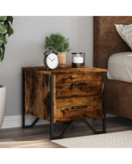 Table de chevet chêne fumé 40x41x40 cm bois d'ingénierie | Mobilier & Déco