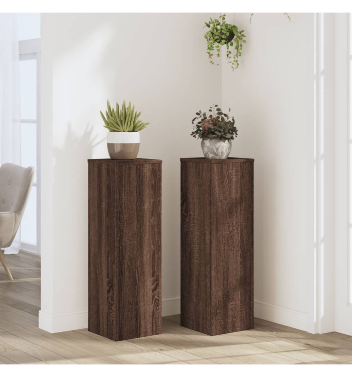 Supports pour plantes 2 pcs chêne marron bois d'ingénierie | Mobilier & Déco
