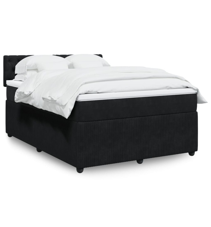 Sommier à lattes de lit avec matelas Noir 140x200 cm Velours | Mobilier & Déco