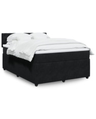 Sommier à lattes de lit avec matelas Noir 140x200 cm Velours | Mobilier & Déco