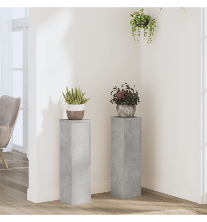 Supports pour plantes 2 pcs gris béton bois d'ingénierie | Mobilier & Déco