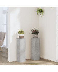 Supports pour plantes 2 pcs gris béton bois d'ingénierie | Mobilier & Déco