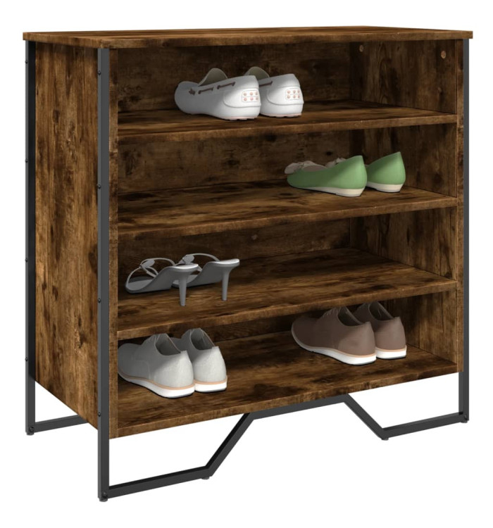 Armoire à chaussures chêne fumé 80x38x78 cm bois d'ingénierie | Mobilier & Déco