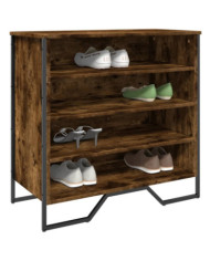 Armoire à chaussures chêne fumé 80x38x78 cm bois d'ingénierie | Mobilier & Déco