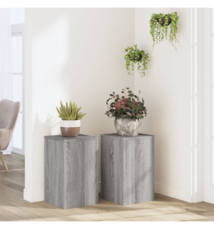 Supports pour plantes 2 pcs gris sonoma bois d'ingénierie | Mobilier & Déco