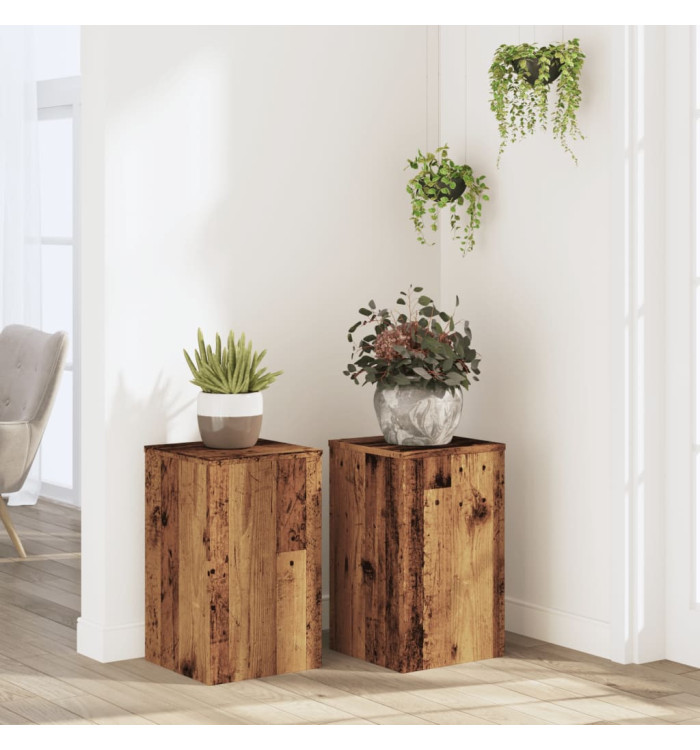 Supports pour plantes 2 pcs vieux bois bois d'ingénierie | Mobilier & Déco