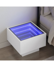 Table de chevet avec LED infini blanc 40x40x30 cm | Mobilier & Déco