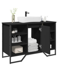 Armoire lavabo de salle de bain noir 91x35x60 cm | Mobilier & Déco
