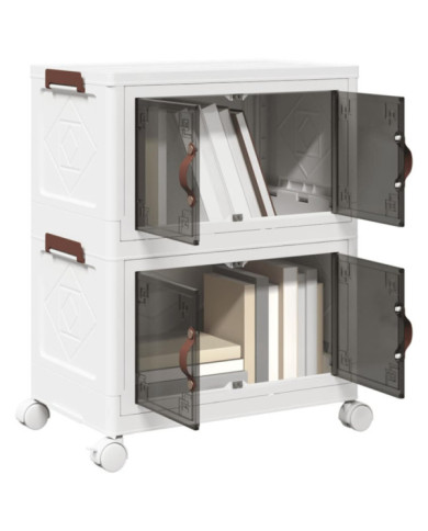 Boîte de rangement empilable avec roues à 2 niveaux 28 L | Mobilier & Déco