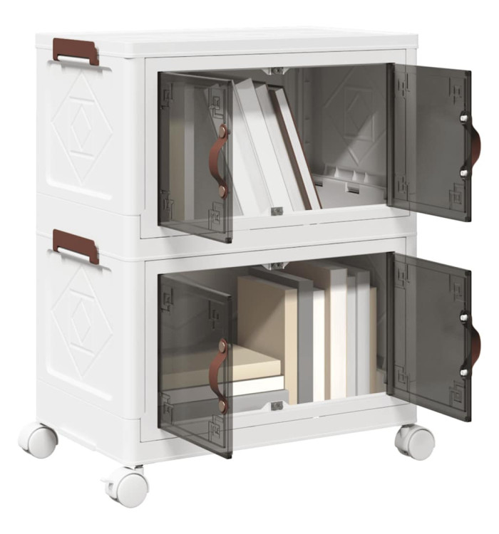 Boîte de rangement empilable avec roues à 2 niveaux 28 L | Mobilier & Déco