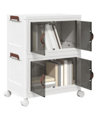 Boîte de rangement empilable avec roues à 2 niveaux 28 L | Mobilier & Déco