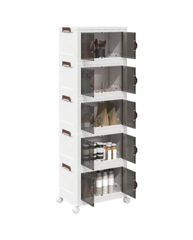 Boîte de rangement empilable avec roues à 5 niveaux 28 L | Mobilier & Déco