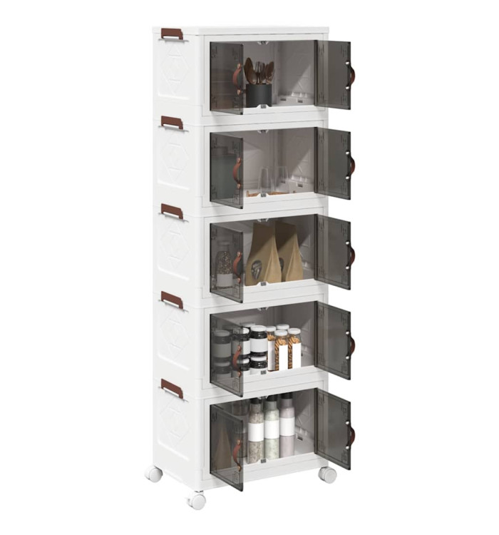 Boîte de rangement empilable avec roues à 5 niveaux 28 L | Mobilier & Déco