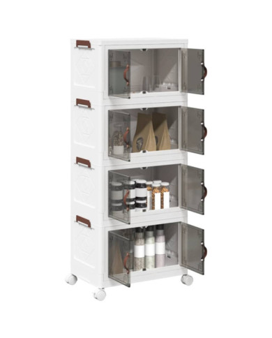 Boîte de rangement empilable avec roues à 4 niveaux 28 L | Mobilier & Déco