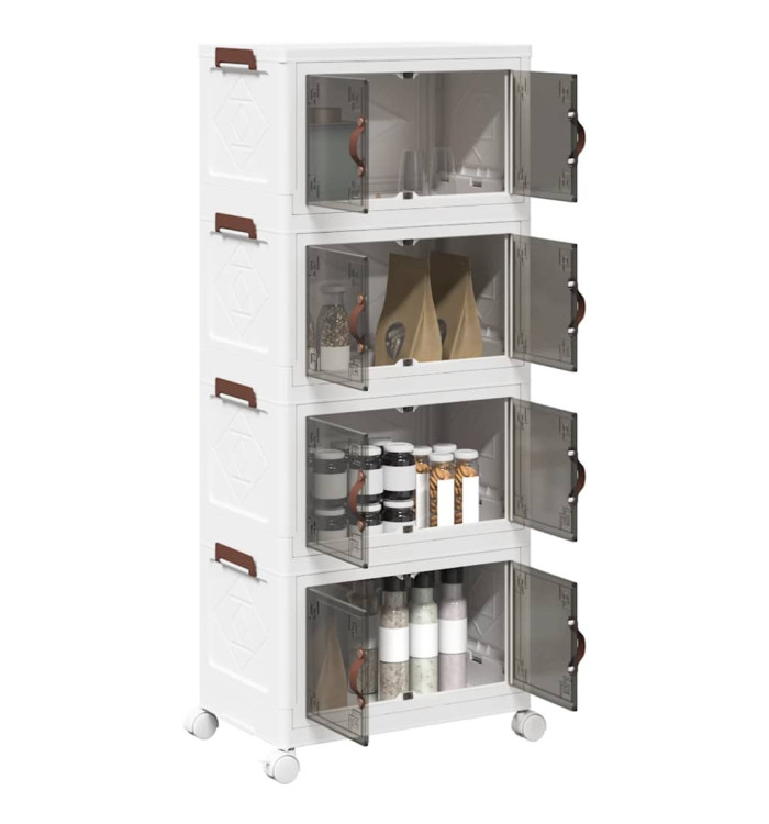 Boîte de rangement empilable avec roues à 4 niveaux 28 L | Mobilier & Déco