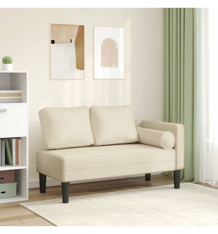 Chaise longue avec coussins crème similicuir | Mobilier & Déco