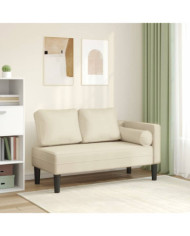 Chaise longue avec coussins crème similicuir | Mobilier & Déco