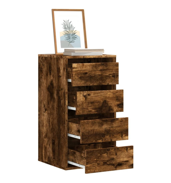 Commode d'angle chêne fumé 40x41x76 cm bois d'ingénierie | Mobilier & Déco