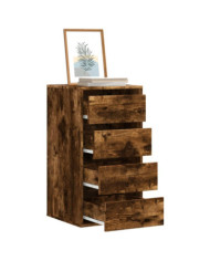 Commode d'angle chêne fumé 40x41x76 cm bois d'ingénierie | Mobilier & Déco