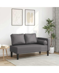 Chaise longue avec coussins gris similicuir | Mobilier & Déco