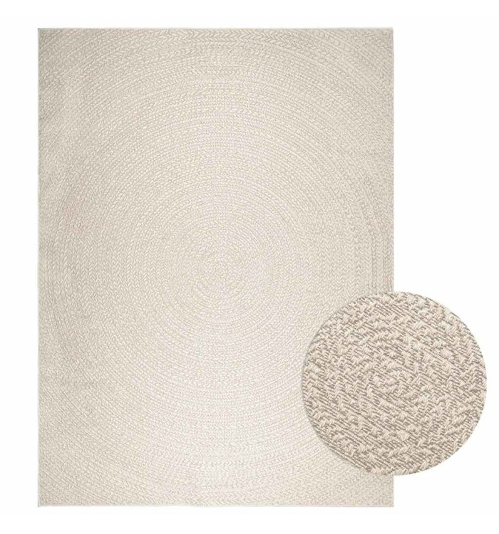 Tapis ZIZUR crème 240x340 cm aspect de jute intérieur extérieur | Mobilier & Déco