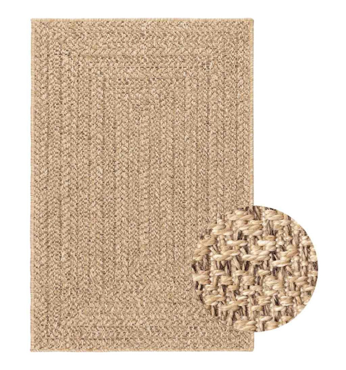 Tapis ZIZUR beige 140x200 cm aspect de jute intérieur extérieur | Mobilier & Déco