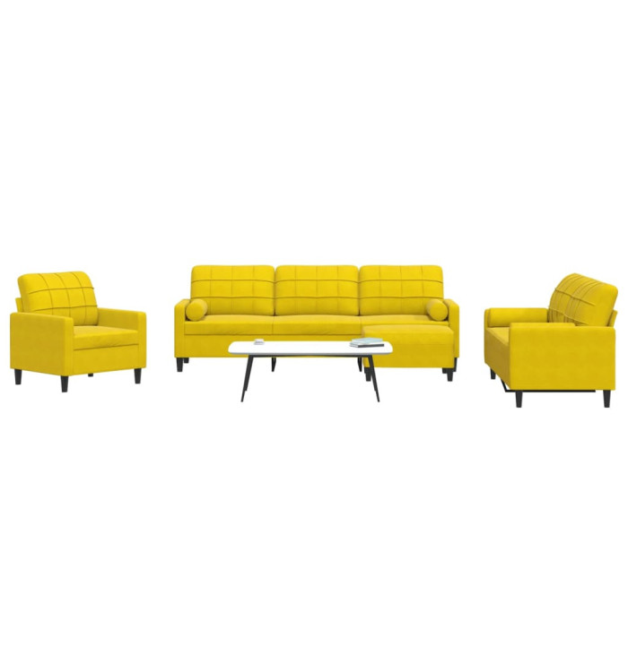 Ensemble de canapés 4 pcs avec coussins et traversins velours | Mobilier & Déco