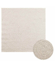 Tapis ZIZUR crème 120x120 cm aspect de jute intérieur extérieur | Mobilier & Déco