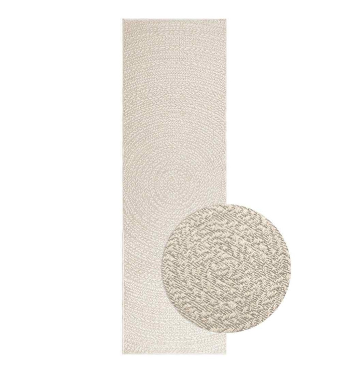 Tapis ZIZUR crème 80x250 cm aspect de jute intérieur extérieur | Mobilier & Déco