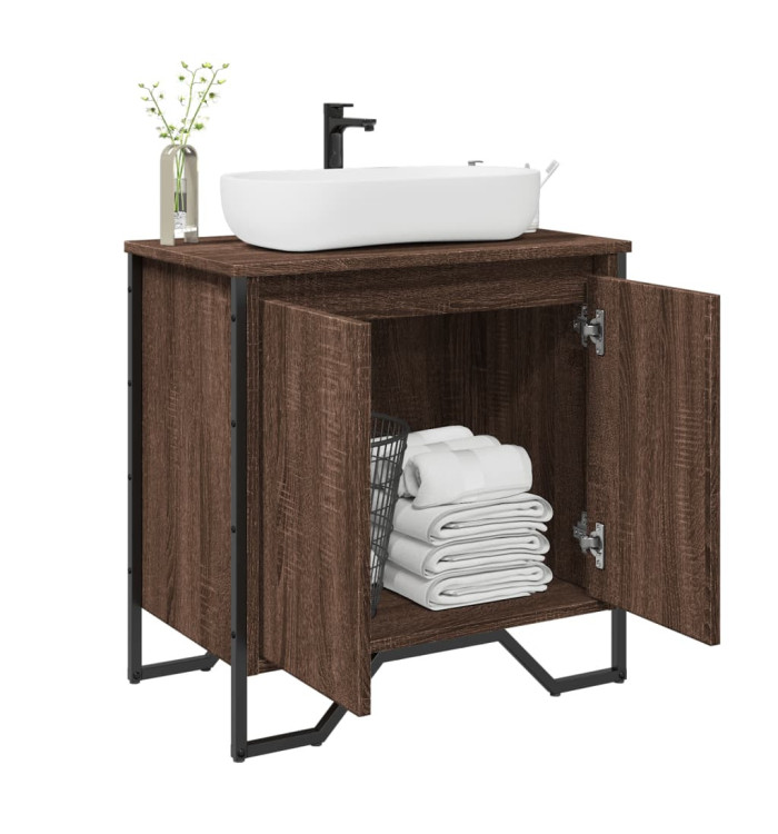 Armoire lavabo de salle de bain chêne marron 60x35x60 cm | Mobilier & Déco