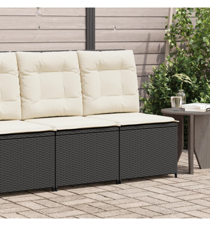 Canapé inclinable de jardin avec coussins noir résine tressée | Mobilier & Déco