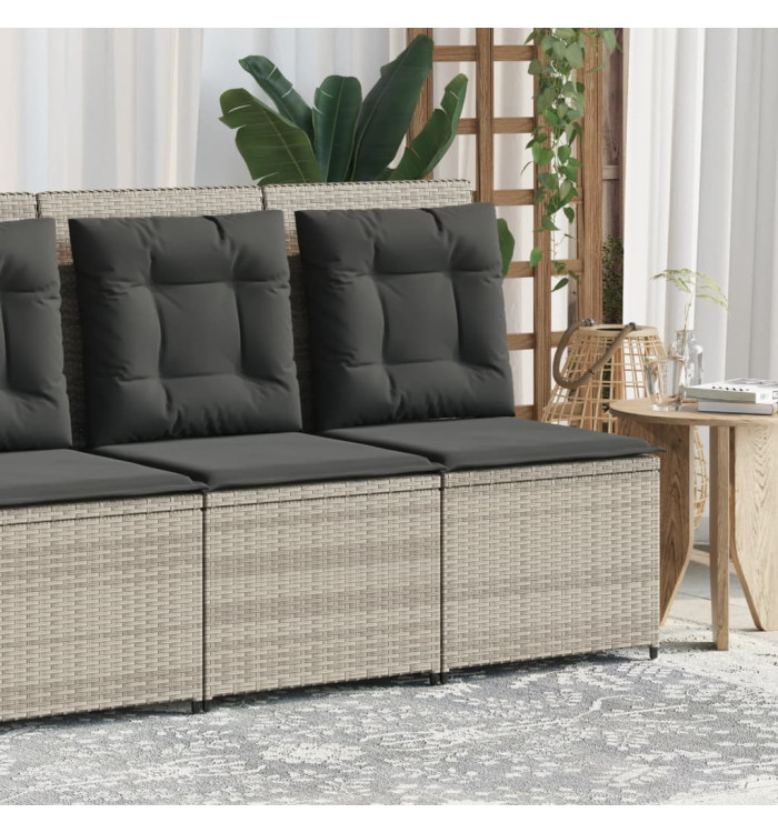 Canapé inclinable de jardin coussins gris clair résine tressée | Mobilier & Déco