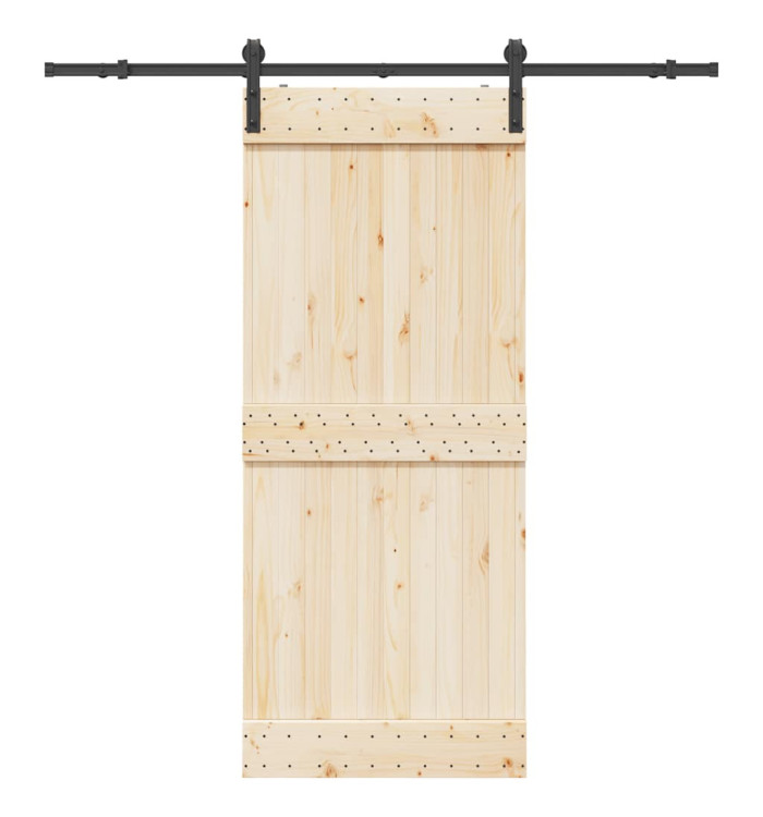 Kit de quincaillerie de porte coulissante 200 cm Acier Noir | Mobilier & Déco