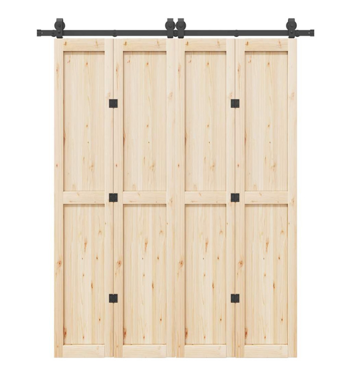 Kit de quincaillerie de porte coulissante 183 cm Acier Noir | Mobilier & Déco