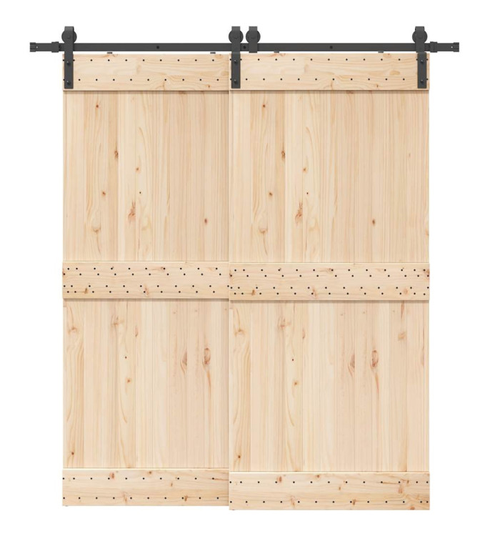 Kit de quincaillerie de porte coulissante 200 cm Acier Noir | Mobilier & Déco
