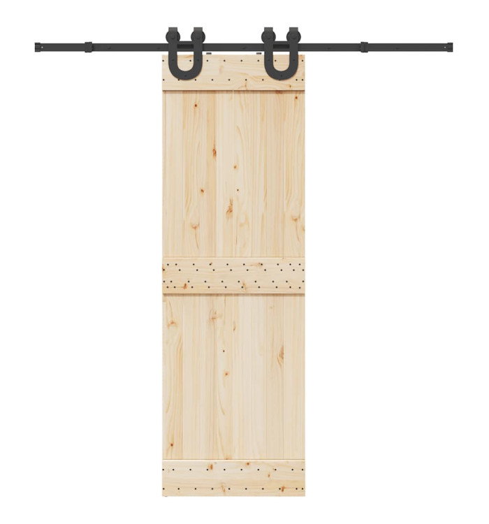 Kit de quincaillerie de porte coulissante 200 cm Acier Noir | Mobilier & Déco