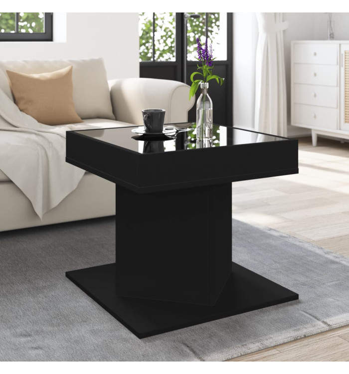 Table basse avec LED noir 50x50x45 cm bois d'ingénierie | Mobilier & Déco