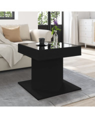 Table basse avec LED noir 50x50x45 cm bois d'ingénierie | Mobilier & Déco