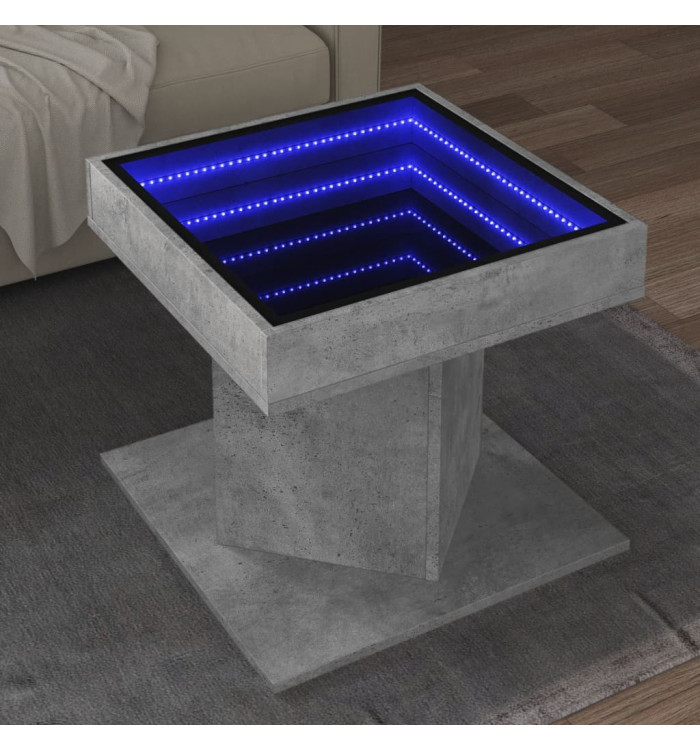 Table basse avec LED gris béton 50x50x45 cm bois d'ingénierie | Mobilier & Déco