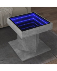 Table basse avec LED gris béton 50x50x45 cm bois d'ingénierie | Mobilier & Déco