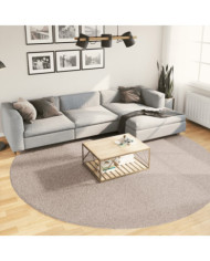 Tapis shaggy PAMPLONA poils longs moderne beige Ø 280 cm | Mobilier & Déco