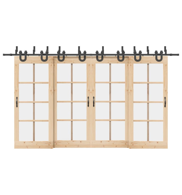 Kit de quincaillerie de porte coulissante 400 cm acier noir | Mobilier & Déco