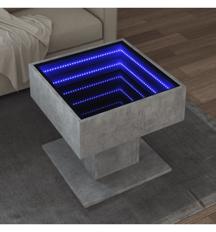 Table basse avec LED gris béton 50x50x45 cm bois d'ingénierie | Mobilier & Déco