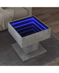 Table basse avec LED gris béton 50x50x45 cm bois d'ingénierie | Mobilier & Déco