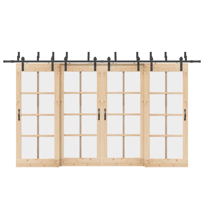 Kit de quincaillerie de porte coulissante 400 cm acier noir | Mobilier & Déco