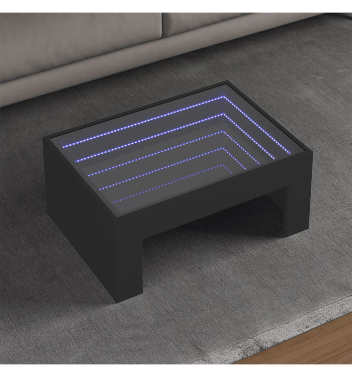 Table basse avec LED infini noir 70x50x30 cm | Mobilier & Déco